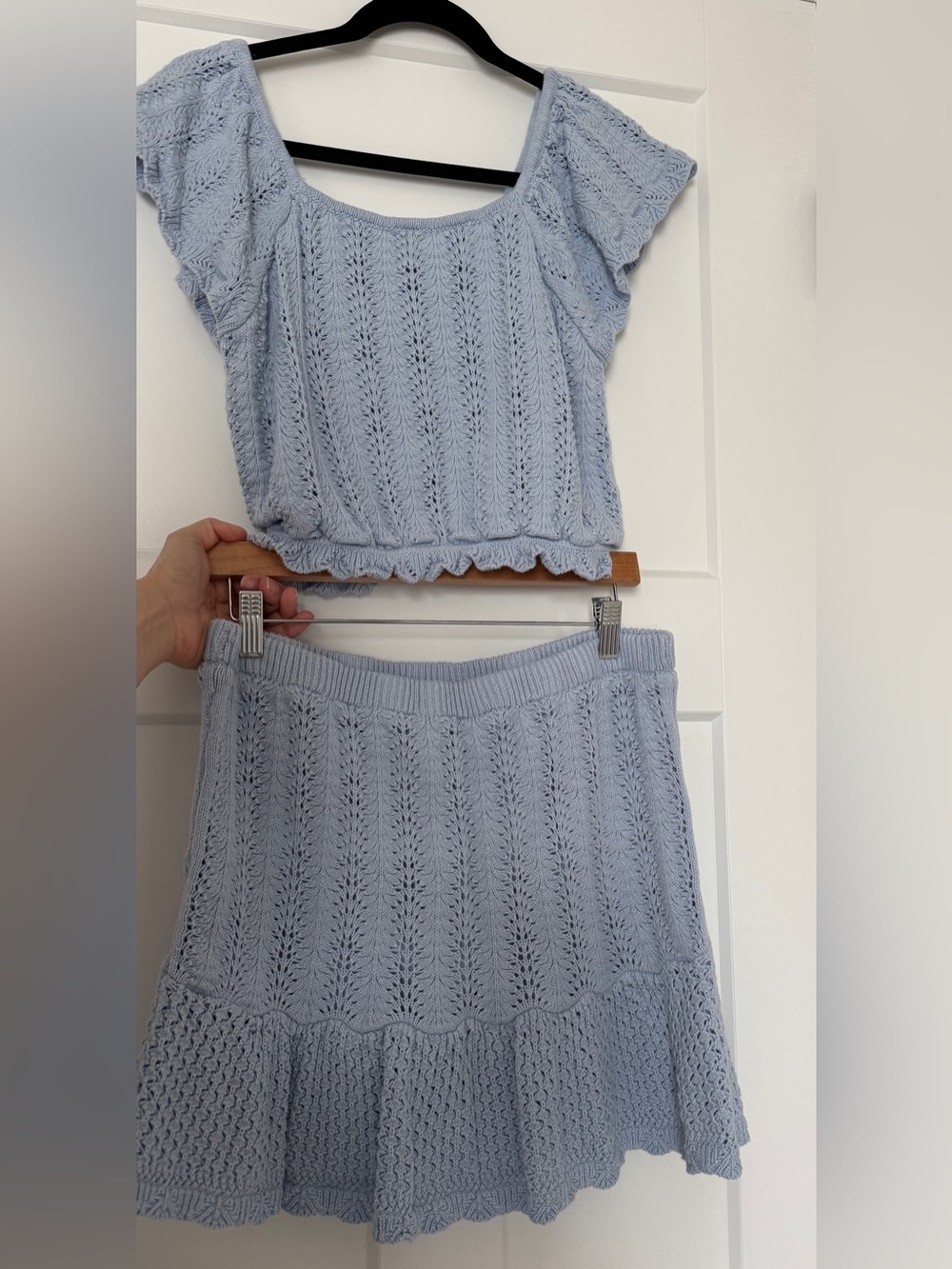 Freshman Light Blue Knit Mini Skirt Matching Set